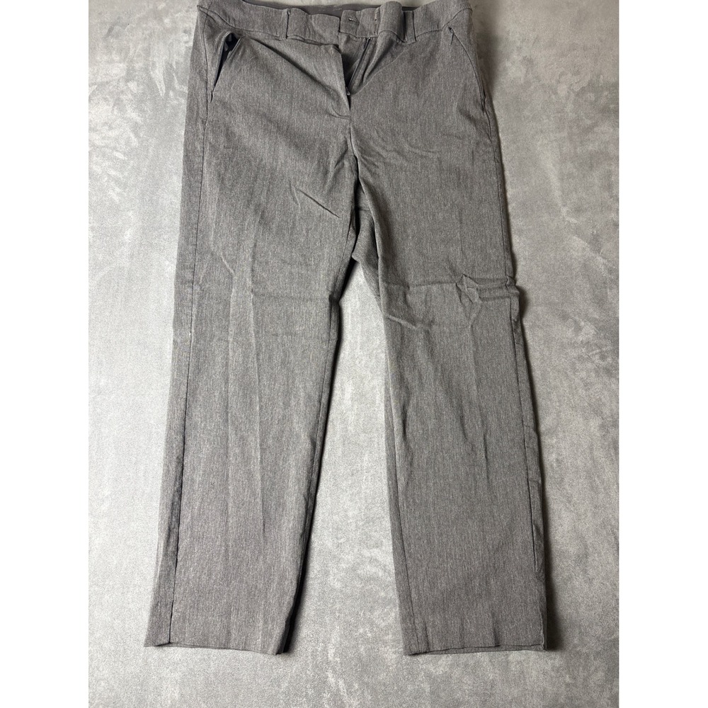 Stretch Gray Straight Leg  Dress Pants Size 16 Slit Hem Office